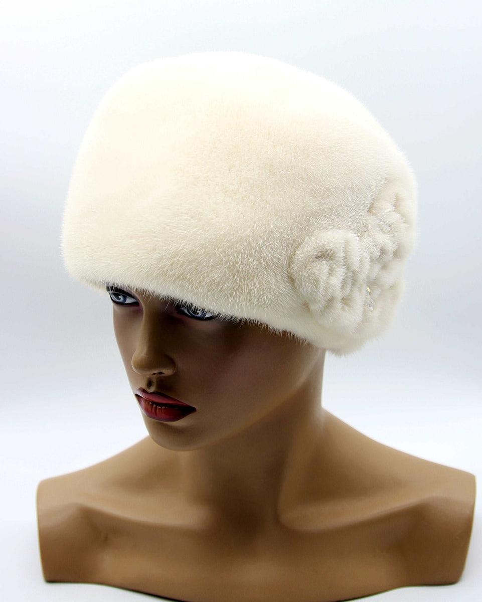 Fur hat woman's winter mink real ladies headdress 