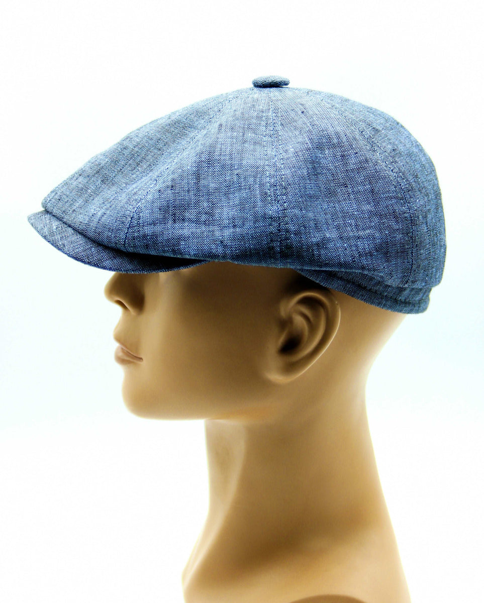 Men's Linen Newsboy Hat - Men's Newsboy Cap - Blue Linen Cap - Newsboy top Cap - Men's Linen Cap