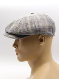 Light Gray Check Linen Newsboy Cap Men – Baker Boy Gatsby Hat | CapsHatsUA
