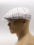 White Plaid Linen Newsboy Cap – Men's Baker Boy Summer Driving Hat