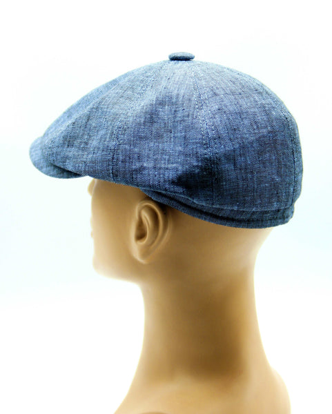Linen newsboy hat - summer cap blue, brown and grey color | Caps&HatsUA