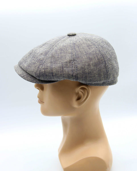 Linen newsboy hat - summer cap blue, brown and grey color | Caps&HatsUA