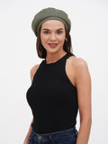 womens-khaki-linen-beret-back-view-flat-crown-long-hair
