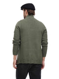 Back view man in black flat cap showing construction with olive bomber jacket