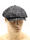 Black plaid linen newsboy cap mannequin front view structure panels