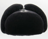 Black sheepskin ushanka hat handmade Ukraine