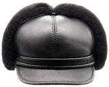 Black sheepskin visor cap ushanka handmade Ukraine