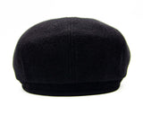 Black wool baker boy cap folded packed shape