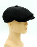 Black wool baker boy hat side angle mannequin