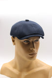 Blue check baker boy cap mannequin three quarter left angle