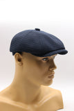 Blue glen plaid cotton newsboy cap mannequin front view structure