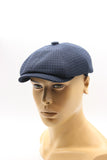 Blue glen plaid newsboy cap mannequin front view 8-panel