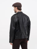 Man wearing brown linen newsboy cap full body front standing
