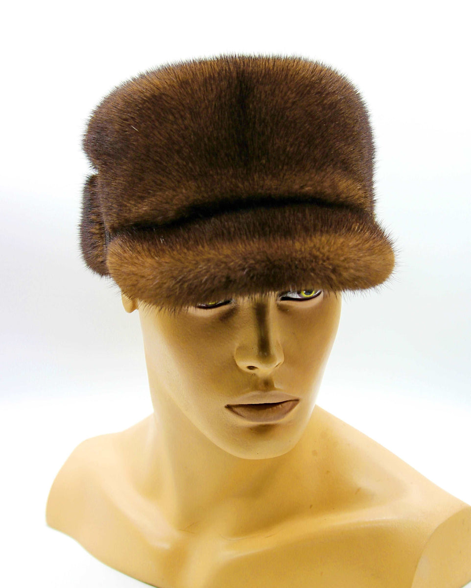 Fur Cap Pastel Mink Leather Earflaps Men Winter Style Ukraine – Caps&HatsUA