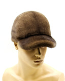 Side profile brown pastel mink fur baseball cap structured bill