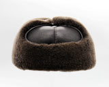 Top view brown sheepskin ushanka crown construction
