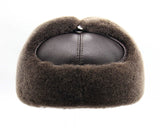 Top view brown sheepskin visor cap construction