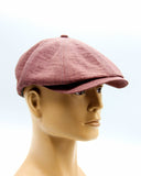 Burgundy linen baker boy cap three-quarter mannequin view