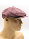 Burgundy linen newsboy cap back view mens driving hat