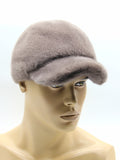 Side profile cappuccino mink fur baseball cap structured bill