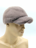 Cappuccino mink fur baseball cap front view warm brown beige tone