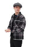 Classic grey tweed newsboy cap mens side profile low crown