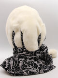 Close view cream mink fur hat hood showing natural warm ivory mink pile texture and clean face opening