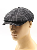 Dark plaid baker boy cap mannequin three quarter angle handcrafted