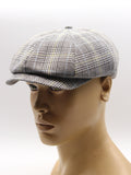 Gray check baker boy cap mannequin three quarter left angle