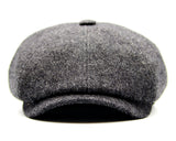 Gray tweed newsboy cap three-quarter angle newsboy hat view