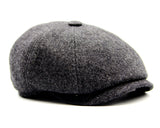 Gray tweed newsboy cap top view eight-panel crown newsboy