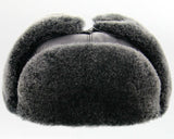 Grey sheepskin ushanka trapper hat handmade Ukraine