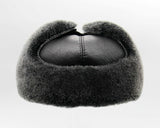 Top view grey sheepskin ushanka crown construction