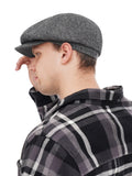 Grey tweed classic newsboy cap close up texture handcrafted