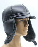 Grey sheepskin visor cap crown detail