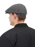 Grey wool flat cap back three quarter view handcrafted Ukraine