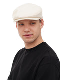 Ivory cotton flat cap back view grey background lightweight summer