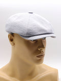 Light blue linen driving hat mannequin back angle view