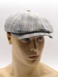Light gray check linen newsboy cap mannequin front view structure