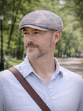 Light gray plaid baker boy cap side view mens summer driving hat