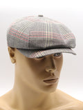 Light gray plaid linen newsboy cap mannequin front view structure