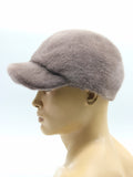 Angled view man wearing cappuccino mink fur baseball cap