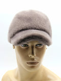 Man wearing cappuccino mink fur baseball cap side view