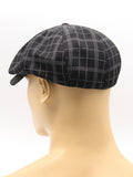 Men black plaid linen baker boy cap mannequin close angle