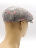 Mens gray plaid linen baker boy cap mannequin close angle