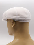 Mens white linen cabbie hat mannequin side close view summer