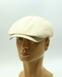 Natural linen Gatsby cap three-quarter mannequin view