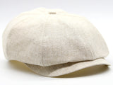 Natural linen Gatsby cap three-quarter angle view