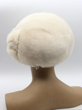 Pearl beige mink fur beret back view showing full dome crown and cream fur coverage
