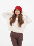 Red wool cloche hat with side bow